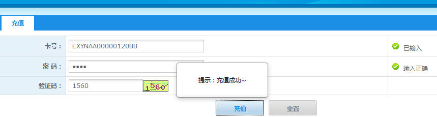 充值成功